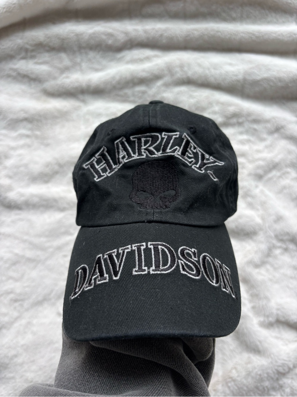 Harley-Davidson Black Embroidered Skull Cap